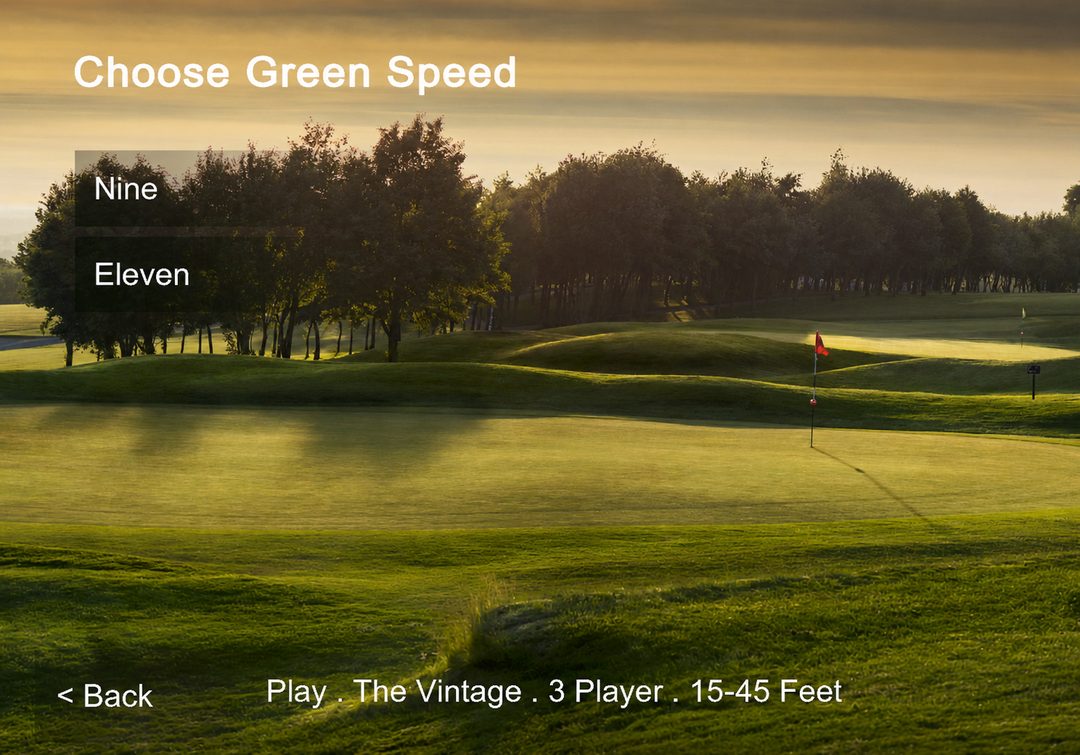 ONEPUTT green speed setting screen